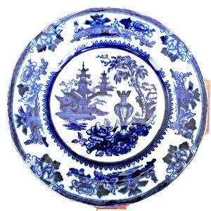Antique Wood & Sons Flow Blue LAHORE Pattern Plate - F. Winkle & Co c. 1891